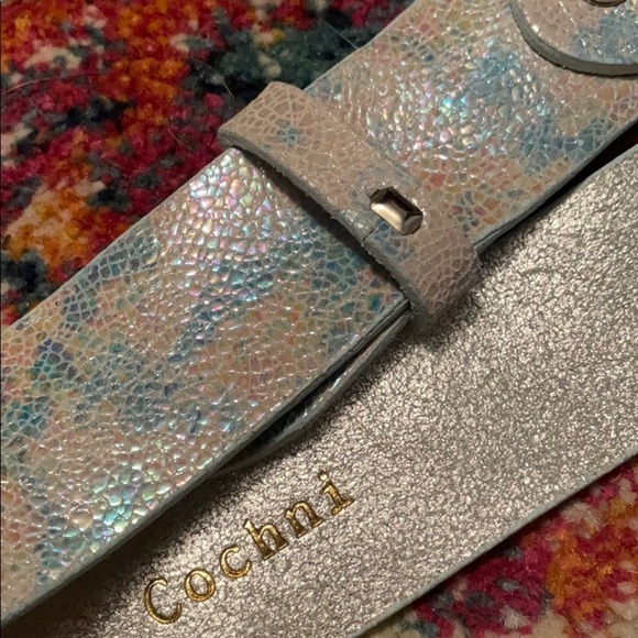Cochni Real Leather Blue Rhinestone Buckle Belt - Picture 4 of 5